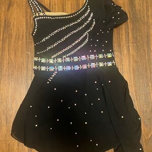 Black and Silver Custom Figure Skating Dress